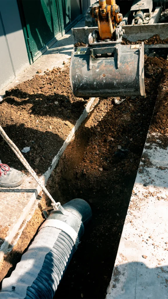 Scavo con escavatore a risucchio per realizzazione piscina interrata