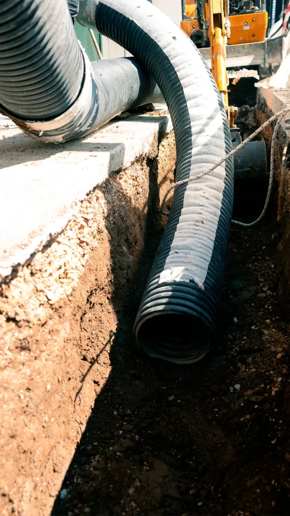 Escavatore a risucchio per aspirare la terra durante scavo per piscina interrata