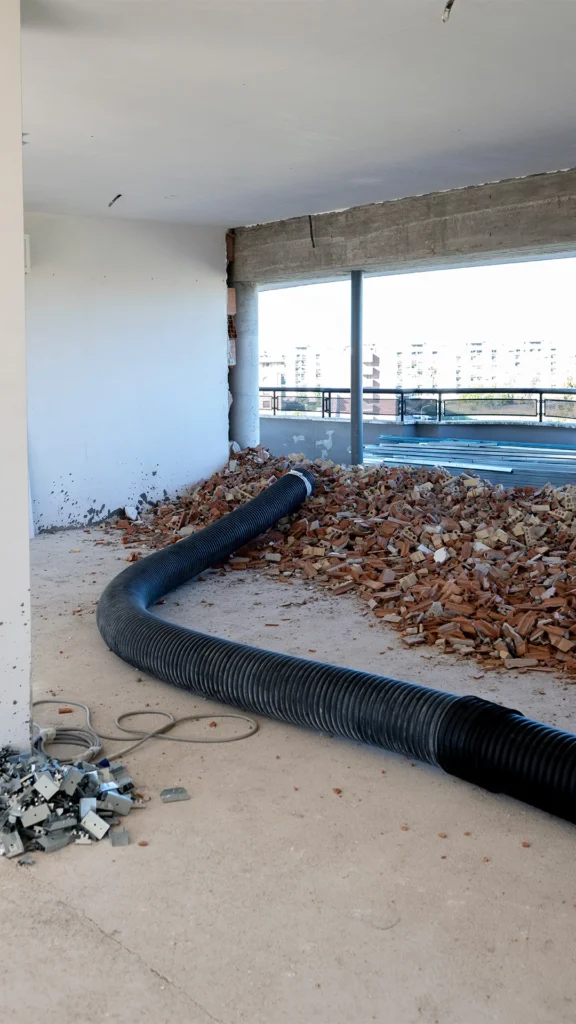 aspira macerie da cantiere per lavori di ristrutturazione in un condominio